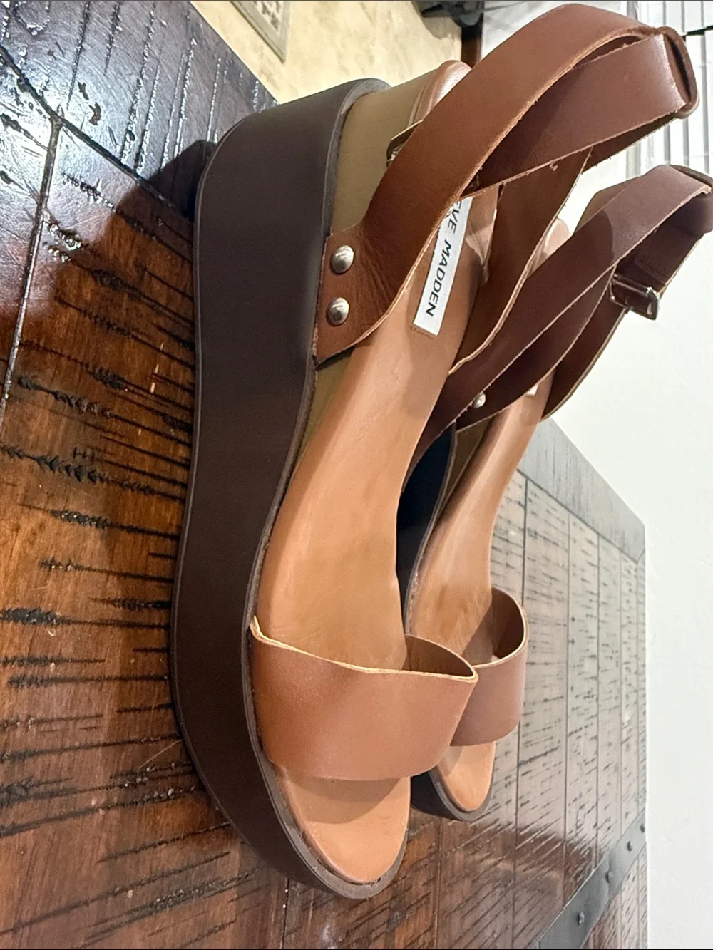 Steve Madden Women's Tan Leather Slingback Sandals